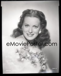 1s0084 MAUREEN O'HARA camera original 8x10 negative 1940s beautiful smiling portrait in fur gown!