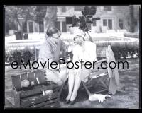 1s0161 MAX FACTOR/RUTH ELDER 8x10 negative 1920s makeup legend & actress on set by movie camera!