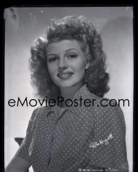 1s0098 RITA HAYWORTH camera original 8x10 negative 1940s portrait in polka dot blouse, w/ 8x10 print!