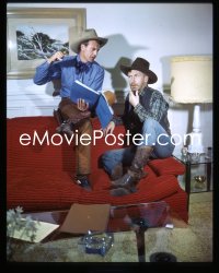 1s0402 ALONG CAME JONES 4x5 transparency 1945 Gary Cooper & William Demarest going over the script!
