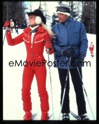 1s0421 FOR YOUR EYES ONLY 4x5 transparency 1981 Moore as James Bond skiing with Lynn-Holly Johnson!