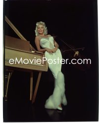 1s0321 JAYNE MANSFIELD 8x10 transparency 1960s full-length sexy portrait in evening gown by piano!