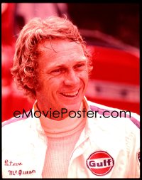 1s0394 LE MANS group of 2 4x5 transparencies 1971 Steve McQueen in personalized suit + his Porsche!