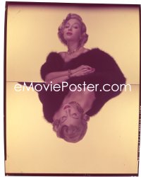 1s0331 MONICA LEWIS 8x10 transparency 1951 great mirror image of her wearing fur & jewelry!