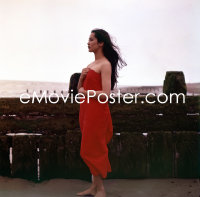 1s0501 NANCY KWAN camera original 2.25x2.25 transparency 1960s early Madame Butterfly type pose on beach!