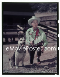 1s0445 ROY ROGERS camera original 4x5 color transparency 1950s legendary western star with his dog!