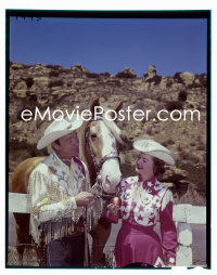 1s0446 ROY ROGERS/DALE EVANS camera original 4x5 color transparency 1950s legendary western couple!