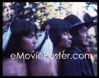 1s0384 THREE WARRIORS group of 4 4x5 transparencies 1977 cool images of Native American Indians!