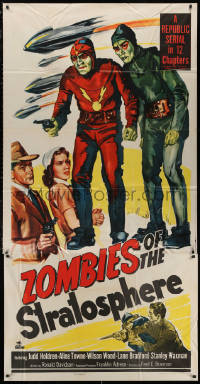 1t0227 ZOMBIES OF THE STRATOSPHERE 3sh 1952 cool art of aliens with guns including Leonard Nimoy!