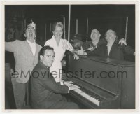 1t2342 THREE STOOGES 8.25x10 still 1950s Moe, Larry & Joe DeRita with Frances Langford by piano!
