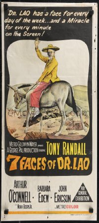 1t0626 7 FACES OF DR. LAO Aust daybill 1964 different art of Asian Tony Randall on donkey!
