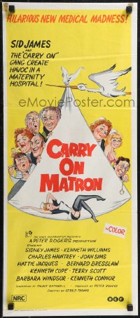 1t0642 CARRY ON MATRON Aust daybill 1972 English sex, hilarious new medical madness, wacky art!