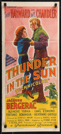 1t0716 THUNDER IN THE SUN Aust daybill 1959 Susan Hayward, Jeff Chandler, Richardson Studio art!