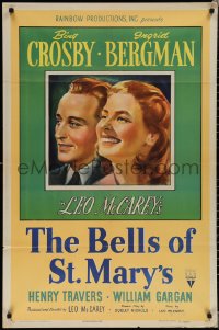 1t0745 BELLS OF ST. MARY'S 1sh 1946 art of smiling pretty Ingrid Bergman & Bing Crosby!