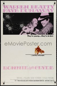 1t0756 BONNIE & CLYDE 1sh 1967 notorious crime duo Warren Beatty & Faye Dunaway, Arthur Penn!