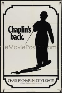1t0762 CITY LIGHTS 1sh R1972 great image of Charlie Chaplin as the Tramp, Virginia Cherrill!