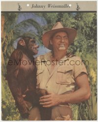 1t0071 JOHNNY WEISSMULLER Dixie ice cream premium 1953 great c/u with chimp from Savage Mutiny!