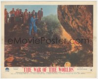 1t2115 WAR OF THE WORLDS color English FOH LC 1953 group of people approaching alien landing site!