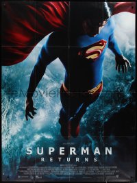 1t1777 SUPERMAN RETURNS French 1p 2006 Bryan Singer, full-length Brandon Routh in costume over Earth!