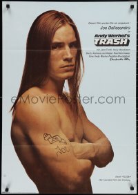 1t0247 ANDY WARHOL'S TRASH German 1971 Warhol, full-color image of barechested Joe Dallessandro!