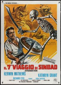 1t1539 7th VOYAGE OF SINBAD Italian 1p R1976 Harryhausen fantasy classic, different monster art!