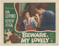 1t1127 BEWARE MY LOVELY LC #4 1952 close up of Ida Lupino being grabbed by crazy Robert Ryan!