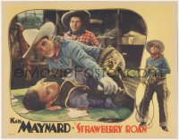 1t1328 STRAWBERRY ROAN LC 1933 great close up of Ken Maynard pinning bad guy to the poker table!