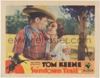 1t1330 SUNDOWN TRAIL LC 1931 c/u of cowboy Tom Keene embracing pretty Marion Shilling, very rare!