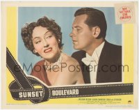 1t1331 SUNSET BOULEVARD LC #7 1950 great close up of William Holden & smiling Gloria Swanson!