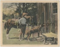 1t1339 TEETH LC 1924 great image of Tony the Horse & Duke the giant dog with Tom Mix outside cabin!