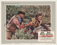 1t1355 WAR WAGON LC #3 1967 close up of cowboys John Wayne & Kirk Douglas scouting ahead!