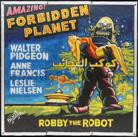 1t0076 FORBIDDEN PLANET hand-painted Lebanese 77x79 R2000s Zeineddine art of Robby the Robot & Francis