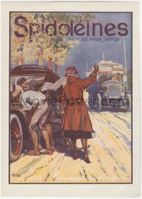 1t0091 SPIDOLEINES French magazine ad 1922 Georges Conrad art of men working on broke down car!