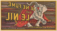 1t0041 JE NE FUME QUE LE NIL French cigarette crate label 1910s mirror image Cappiello elephant art!