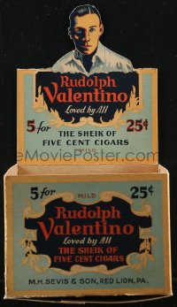 1t0021 RUDOLPH VALENTINO cigar box 1920s The Sheik of Five Cent Cigars, loved by all!