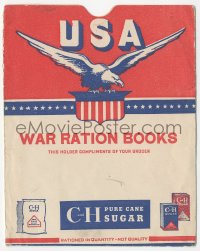 1t0468 WAR RATION BOOKS 5x6 rationing stamp holder 1940s C&H sugar rationed in quantity, not quality!