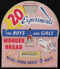 1t0461 WONDER BREAD die-cut 4x5 promo item 1946 for 20 cool science experiments for boys & girls!