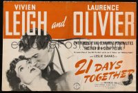 1t1797 21 DAYS TOGETHER pressbook 1940 Vivien Leigh loves murderer suspect Laurence Olivier, rare!