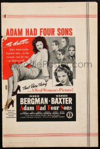 1t1805 ADAM HAD FOUR SONS pressbook 1941 Ingrid Bergman, Warner Baxter, sexy Susan Hayward, rare!
