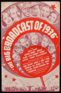 1t1821 BIG BROADCAST OF 1936 pressbook 1936 Burns & Allen, Bing Crosby, Amos 'n Andy & more, rare!