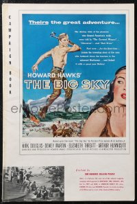 1t1822 BIG SKY pressbook 1952 Kirk Douglas in Howard Hawks' mighty adventure of the Great Northwest!