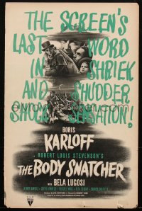 1t1827 BODY SNATCHER pressbook 1945 Boris Karloff robbing body from graveyard, ultra rare!