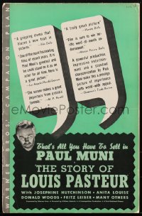 1t2008 STORY OF LOUIS PASTEUR pressbook 1936 great images of Paul Muni in the title role, very rare!