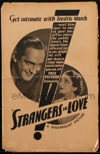 1t2010 STRANGERS IN LOVE pressbook 1932 Fredric March as twin brothers, Kay Francis, ultra rare!