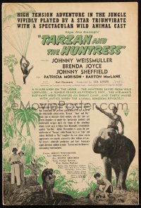 1t2013 TARZAN & THE HUNTRESS pressbook 1947 Johnny Weissmuller, Brenda Joyce, Sheffield, ultra rare!