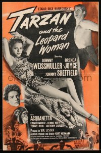 1t2014 TARZAN & THE LEOPARD WOMAN pressbook 1946 Johnny Weissmuller, Acquanetta, Sheffield, rare!