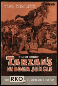 1t2019 TARZAN'S HIDDEN JUNGLE pressbook 1955 great art of Gordon Scott rescuing Vera Miles!
