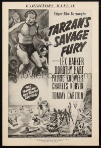 1t2022 TARZAN'S SAVAGE FURY pressbook 1952 Lex Barker & Dorothy Hart, Edgar Rice Burroughs, rare!