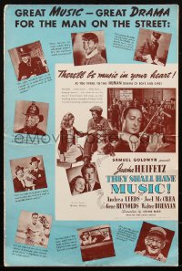 1t2026 THEY SHALL HAVE MUSIC pressbook 1939 Joel McCrea, Leeds, violinist Heifetz, ultra rare!