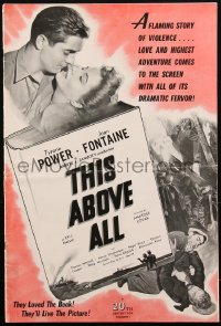1t2027 THIS ABOVE ALL pressbook 1942 Tyrone Power & Joan Fontaine in love during WWII, very rare!